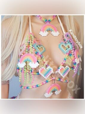 Glow in the Dark Kandi Charm Bra and Skirt